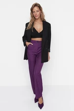 Trendyol Purple Spodnie o Wysokim Stanie Marchewkowy Krój