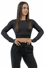 Nebbia Long Sleeve Crop Top INTENSE Perform Black XS Fitness T-Shirt