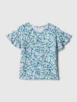 Modré dievčenské kvetované tričko s volánikmi GAP