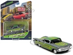 1959 Chevrolet Impala SS Lowrider Silver Metallic with Green Graphics "Lowriders" "Maisto Design" Series 1/64 Diecast Model Car by Maisto