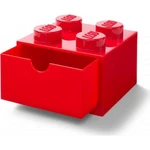 LEGO® stolný box 4 so zásuvkami 15,8 x 15,8 x 11,3 cm - červený