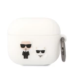 Silikonové pouzdro Karl Lagerfeld and Choupette pro Airpods 3, bílá