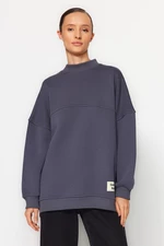 Trendyol Anthracite Oversize Knitted Sweatshirt with Pillow