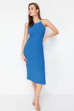 Trendyol Navy Blue Body Wrap Midi Woven Dress