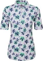 Footjoy 1/2 Zip Floral Print Lisle Lavender/Mint/Navy M Camiseta polo