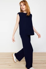 Trendyol Navy Blue Comfortable Cut Basic Knitwear Two Piece Set