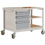 Přenosný dílenský stůl model 1 s světle šedou krycí deskou Melaminu 22 mm, š x h x v 1135 x 590 x 802 mm Manuflex TP1007.9006 TP1007.9006