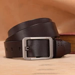 Jassy 105-130cm Men's Genuine Leather Durable Business Casual Pin Buckle Adjustable Belt