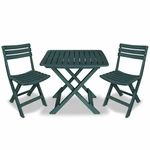3 Piece Folding Bistro Set Outdoor Furniture Set Plastic Green