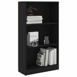 3-Tier Book Cabinet Black 23.6"x9.4"x42.5" Chipboard