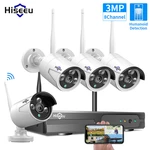 Hiseeu 8CH Wireless CCTV System 1536P NVR Wifi Outdoor 3MP AI IP Camera Security System Video Surveillance Monitor Kit