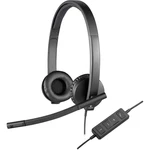 Logitech H570e headset k PC s USB káblový cez uši čierna