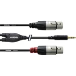 Cordial  audio káblový adaptér [1x jack zástrčka 3,5 mm - 2x XLR zásuvka] 3.00 m čierna