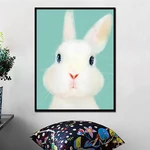 Miico Hand Painted Oil Paintings Cartoon Rabbit Paintings Wall Art For Home Decoration