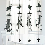 Green Retro Animal Iron Wind Chime With 4 Metal Tubes Metal Hanging Wind Bell