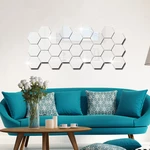 12Pcs 3D Wall Stickers DIY Mirror Hexagon Vinyl Removable Decal for Home Living Room Art Decoration