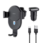 HOCO 3 In 1 10W Qi Wireless Charger Air Vent Car Phone Holder + Quick Charge 3.0 Car Charger + Charging Cable