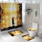 Honana 4PCS Bathroom Waterproof Shower Curtain Bathroom Toilet Seat Cover Pedestal Rug Bath Mat Bathroom Decoration