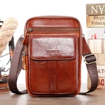 Men Genuine Leather Retro Business Multi-function Chest Bag Shoulder Bag Cross Body Bag