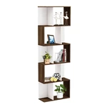 Hoffree Wooden S-Shaped Bookcase Modern Display Shelves Storage Unit Divider