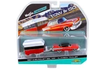 1957 Chevrolet Bel Air with Alameda Trailer Red Tow &amp; Go 1/64 Diecast Model by Maisto