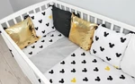 Baby Nellys Polštářkový mantinel s povlečením Shine  - Mickey, žlutá, vel. 135x100
