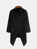 Mens Fashion Solid Color Hooded Casual Trench Coats