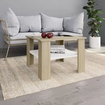 Coffee Table White and Sonoma Oak 23.6"x23.6"x16.5" Chipboard