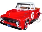 1956 Ford F-100 Pickup Truck Red with White Top "Texaco Reliable Road Service" "Vintage Fuel" Series 1/24 Diecast Model Car by Auto World