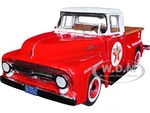 1956 Ford F-100 Pickup Truck Red with White Top "Texaco Reliable Road Service" "Vintage Fuel" Series 1/24 Diecast Model Car by Auto World