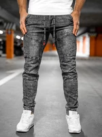 Černé pánské džínové jogger kalhoty Bolf TF122