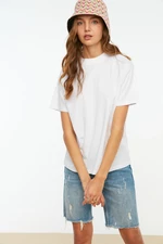 Trendyol White 100% Cotton Basic Stand-Up Collar Knitted T-shirt