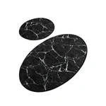 Súprava 2 čiernych oválnych kúpeľňových predložiek Chilai Marble