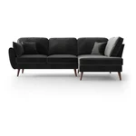 Antracitovosivá zamatová rohová pohovka My Pop Design Auteuil, pravý roh Antracitovosivá zamatová rohová pohovka My Pop Design Auteuil, pravý roh