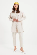 Trendyol Cream Pocket Detailed Snap Close Shirt-Pants Woven Suit