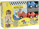 My Little Book about Racing Cars (Book, Wooden Toy & 16-piece Puzzle)