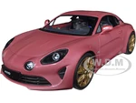 2021 Alpine A110 Rose Bruyere Pink Metallic with Gold Wheels 1/18 Diecast Model Car by Solido