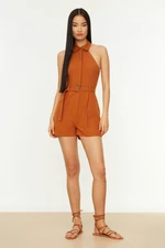 Trendyol Design Brown Overalls With A Belt