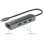 USB 3.1 hub (Gen 2) Renkforce 3 + 1 port, s vestavěnou síťovou přípojkou, s hliníkovým krytem, 35 mm, stříbrná