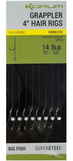 Korum náväzec grappler 4” hair rigs barbless 10 cm - veľkosť háčika 14 priemer 0,23 mm nosnosť 8 lb