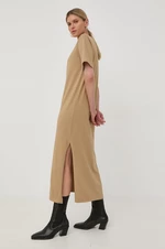 Bavlnené šaty Herskind hnedá farba, maxi, rovný strih