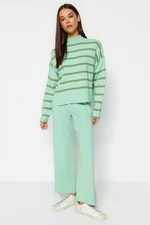 Trendyol Striped Knitwear Bottom-Top Suit with Green Pants