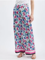 Light blue women's floral trousers ORSAY