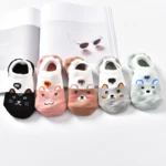 10 Piece=5 Pairs/lot Cute Animal Spring Women Socks Set Korean Style Funny Cat Dog Panda Low Cut Ankle Short Sox Happy Size34-40