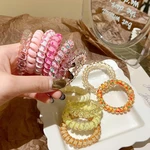 6PCS/Pack Colorful Telephone Line Hair Bands for Women Girls Ponytail Hold Hair Tie Elastic Rubber Band Fashion Hair Accessories