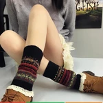 Autumn And Winter Fluorescent Camouflage College Style Wool Knitted Short Lace Women's Boots Warm Socks Leg Cover Wool Pile Up