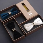 Men's fashion British Korean formal bow tie groom wedding dress velvet bright diamond inlaid narrow bow