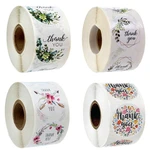 500pcs/roll round floral thank you stickers scrapbooking for package seal labels custom sticker decoration wedding sticker