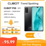 Cubot P50 2022 New Smartphone Android 6GB RAM 128GB ROM(256GB Extended) 4200mAh 6.217 inch NFC 20MP Camera Mobile Phones celular