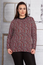 Şans Women's Plus Size Point Pattern Blouse with Rib Detail on the Collar and Arms.